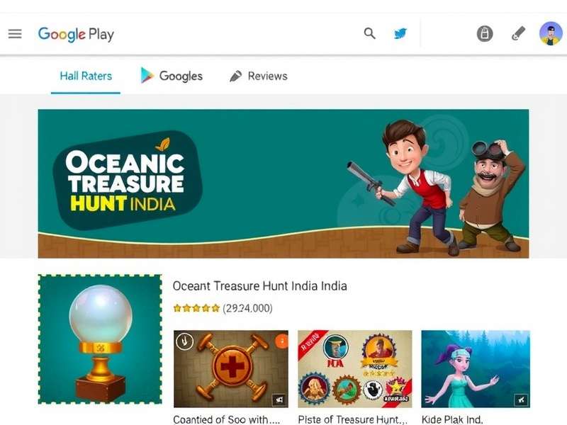 Oceanic Treasure Hunt India - Player Reviews Screenshot of Oceanic Treasure Hunt India reviews showing high ratings on Google Play Store